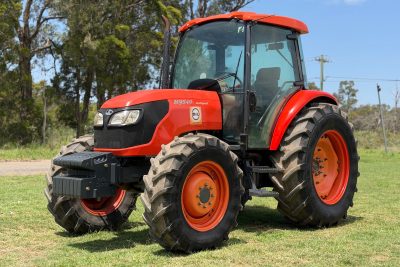 KUBOTA M9540DHC 95HP DIESEL 4X4 AWD FARM TRACTOR VINEYARD ROW CROP WITH FORK LIFT JOHN DEERE