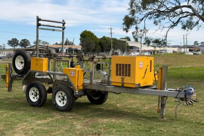 REDMOND GARY 3 DRUM ABC DRUM STAND CABLE TRAILER 6000KG ATM AERIAL BUNDLE CABLE